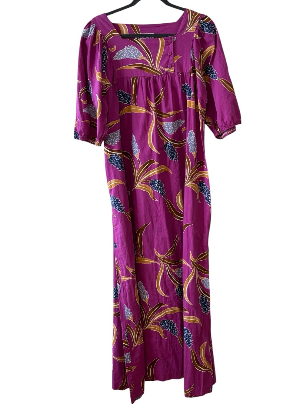 Hilo Hattie’s Purple Tropical Floral Caftan Maxi Dress Size XL
